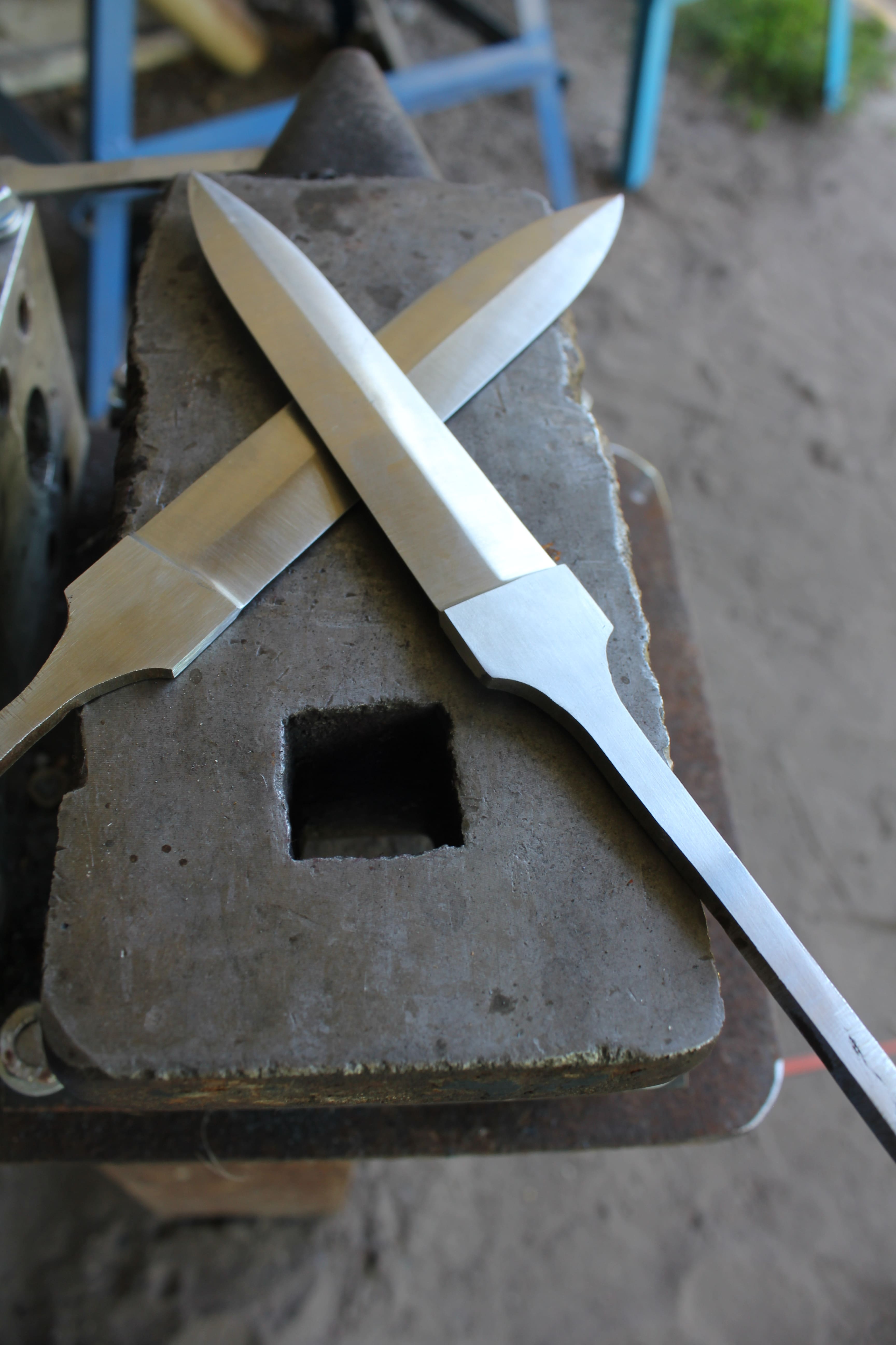 A pair of unfinished daggers.